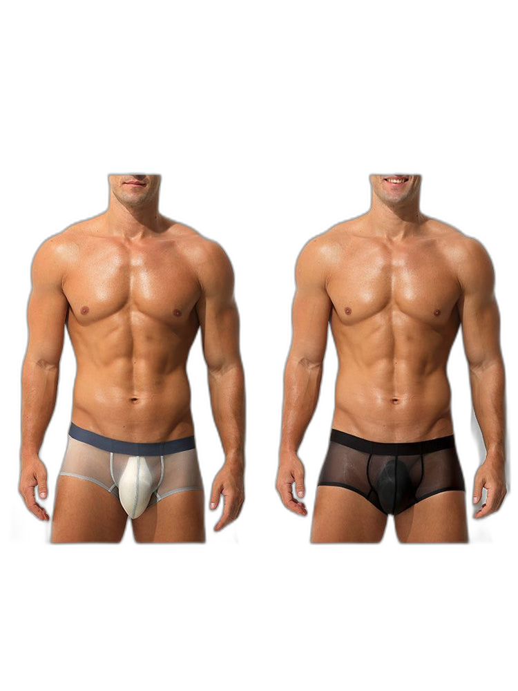 Men's Transparent Sexy Ice Silk Seamless Boxer Briefs
