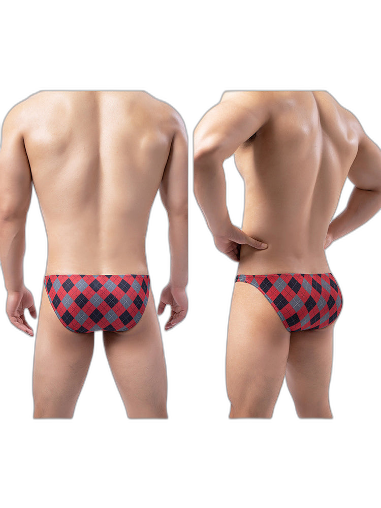 Rhombus Check Pattern Pouch Briefs