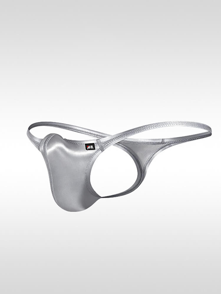 Men's Sexy Uplift Pouch Satin-Finish Bikini Thong