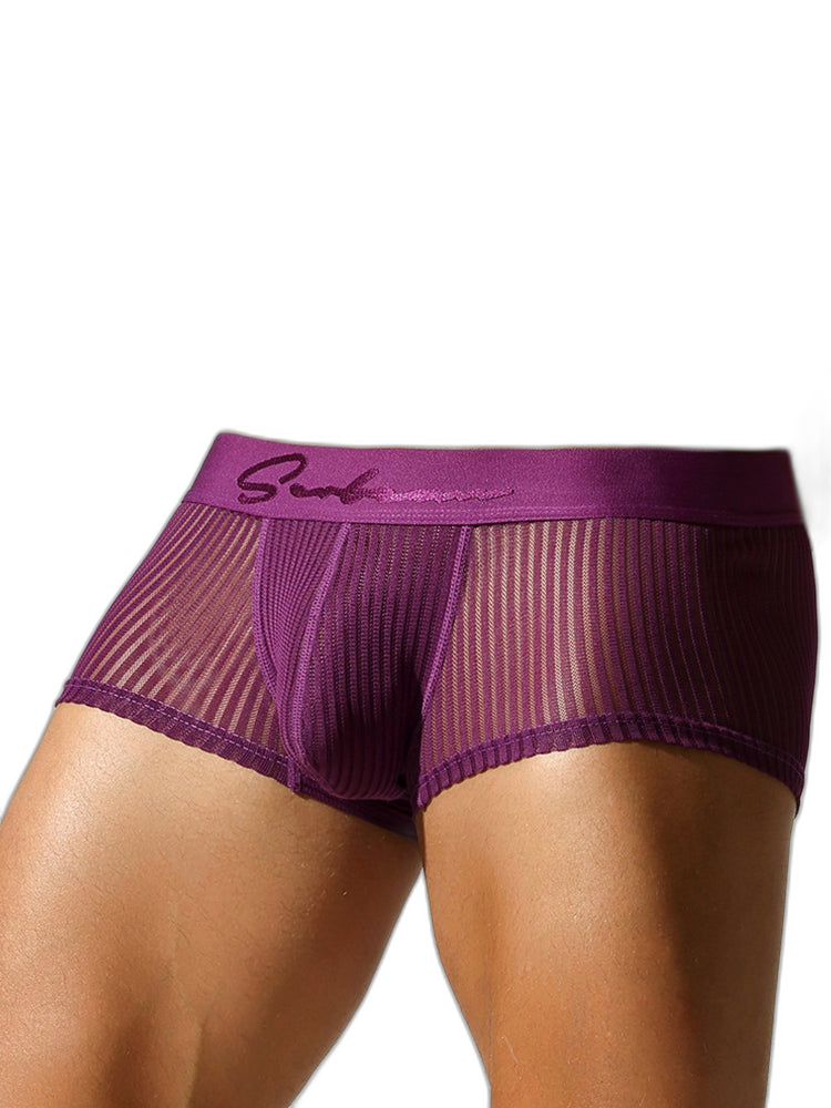 3 Pack Men's Striped Mesh Trunks with Comfort Pouch