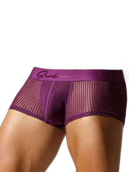 3 Pack Men's Striped Mesh Trunks with Comfort Pouch