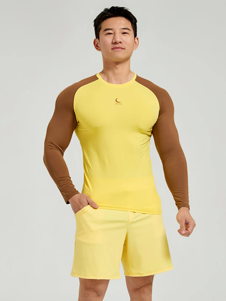 Men's Slim Color-Blocked Top Shorts 2-Piece Set