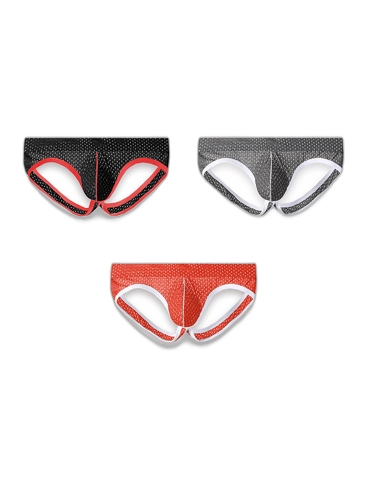 3 Pack Men's Breathable Mesh Ice Silk Sexy Stretch Fit Jockstrap