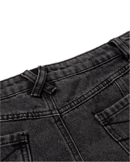 Distressed Cargo Pants with Strap Details