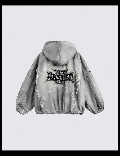 Washed Vintage Embroidered Sports Casual Tracksuit
