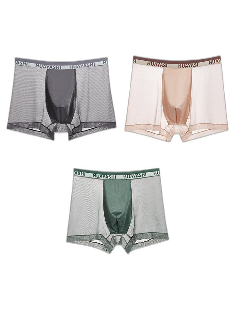 3 Pack Men's Ice Silk Seamless Breathable Quick-Drying Trunks