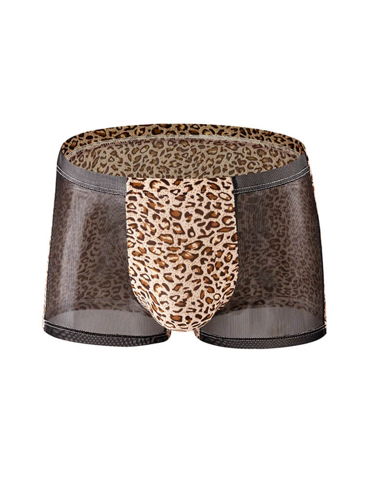 Men's Fashion Leopard Print Mesh Boxer Briefs