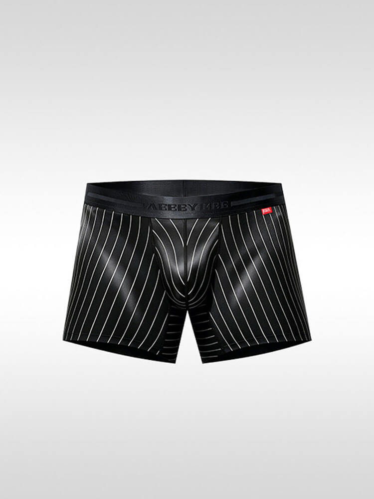 Men's Sexy Pinstriped Thin Bodysuit and Briefs
