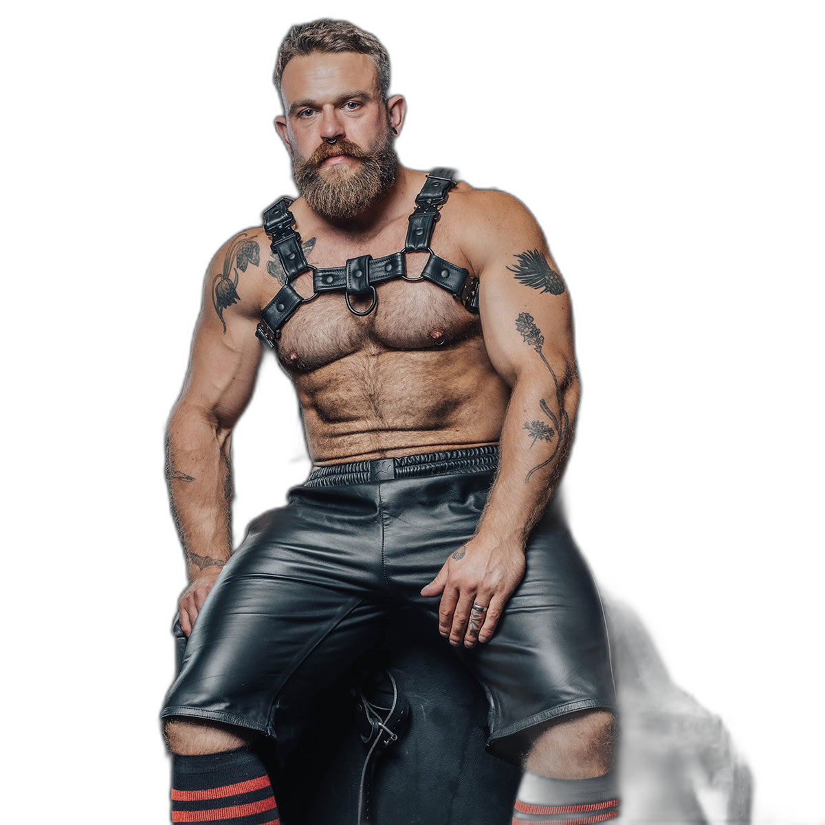 Prowler RED Leather Long Sports Shorts Black