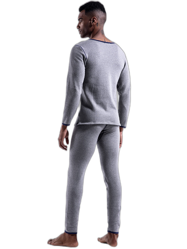 Fleece Lined Men's Thermal Underwear With Support Pouch