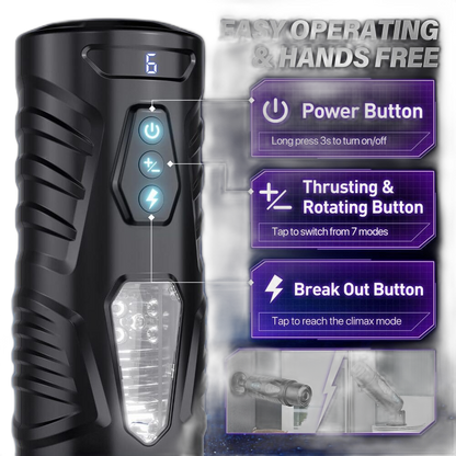 Black Warrior - Rotating Suction Masturbator - 3D Textured Sleeve