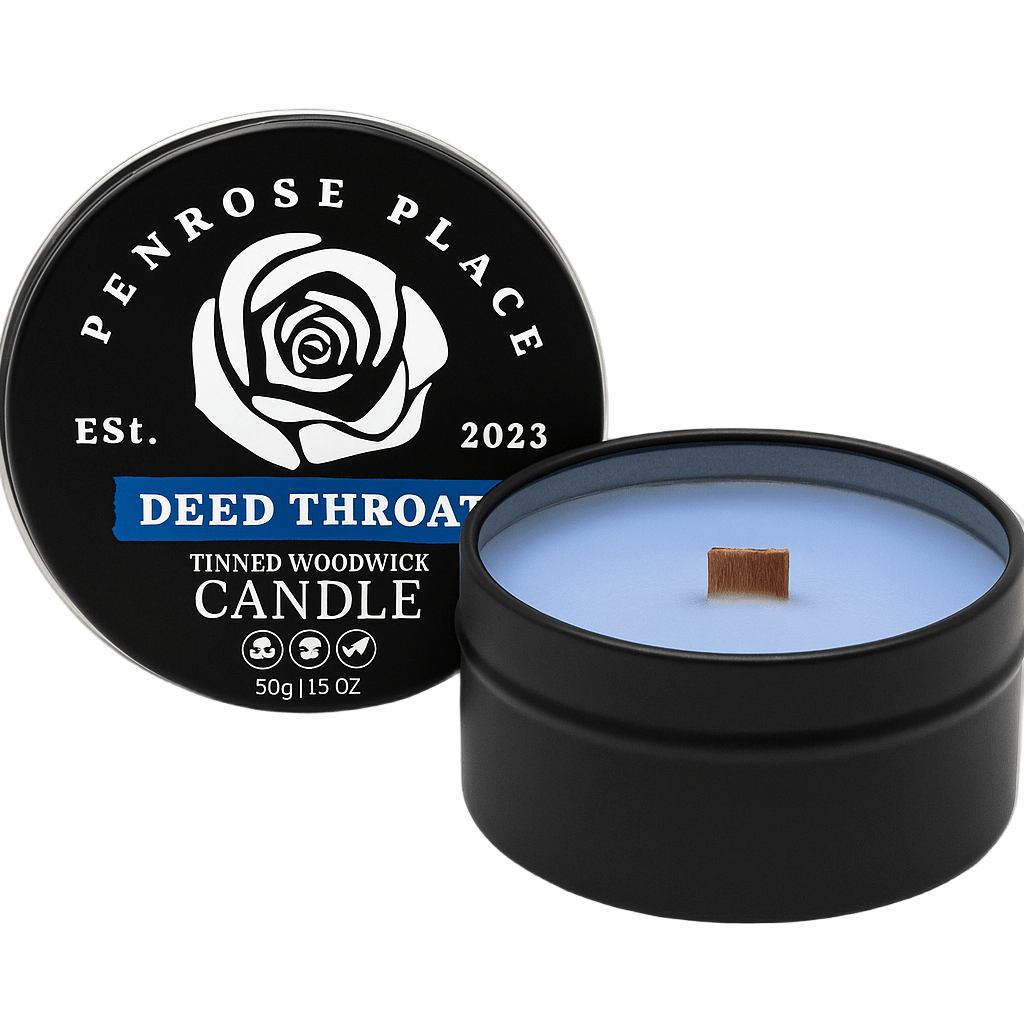 Deep Throat Tinned Woodwick Candle Blueberry & Sea Salt