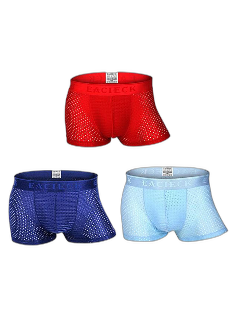 3Pcs Men's Mesh Thin Ice Silk Underwear