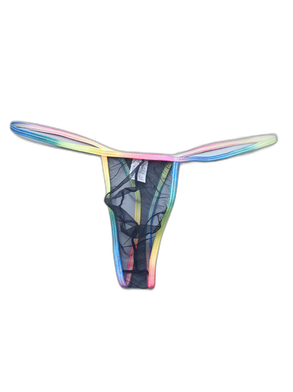 3-pack Men's Sexy Rainbow Transparent Convex Pouch Breathable Thong