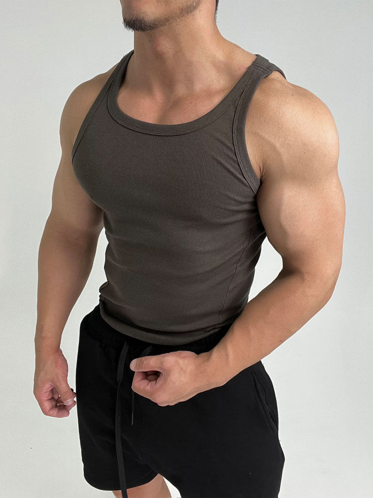 Men's Stretch Soft Slim Fit Fitness Ribbed Vest