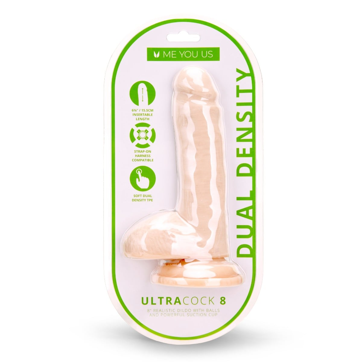 Me You Us Ultra Cock Dual Density Dildo With Balls 8 Inch