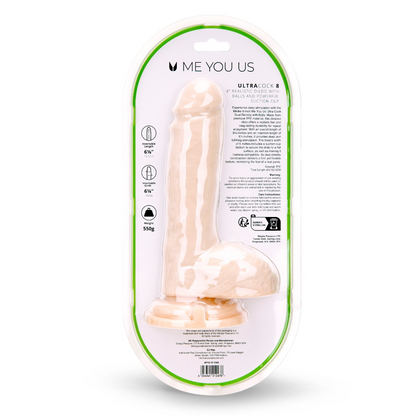 Me You Us Ultra Cock Dual Density Dildo With Balls 8 Inch