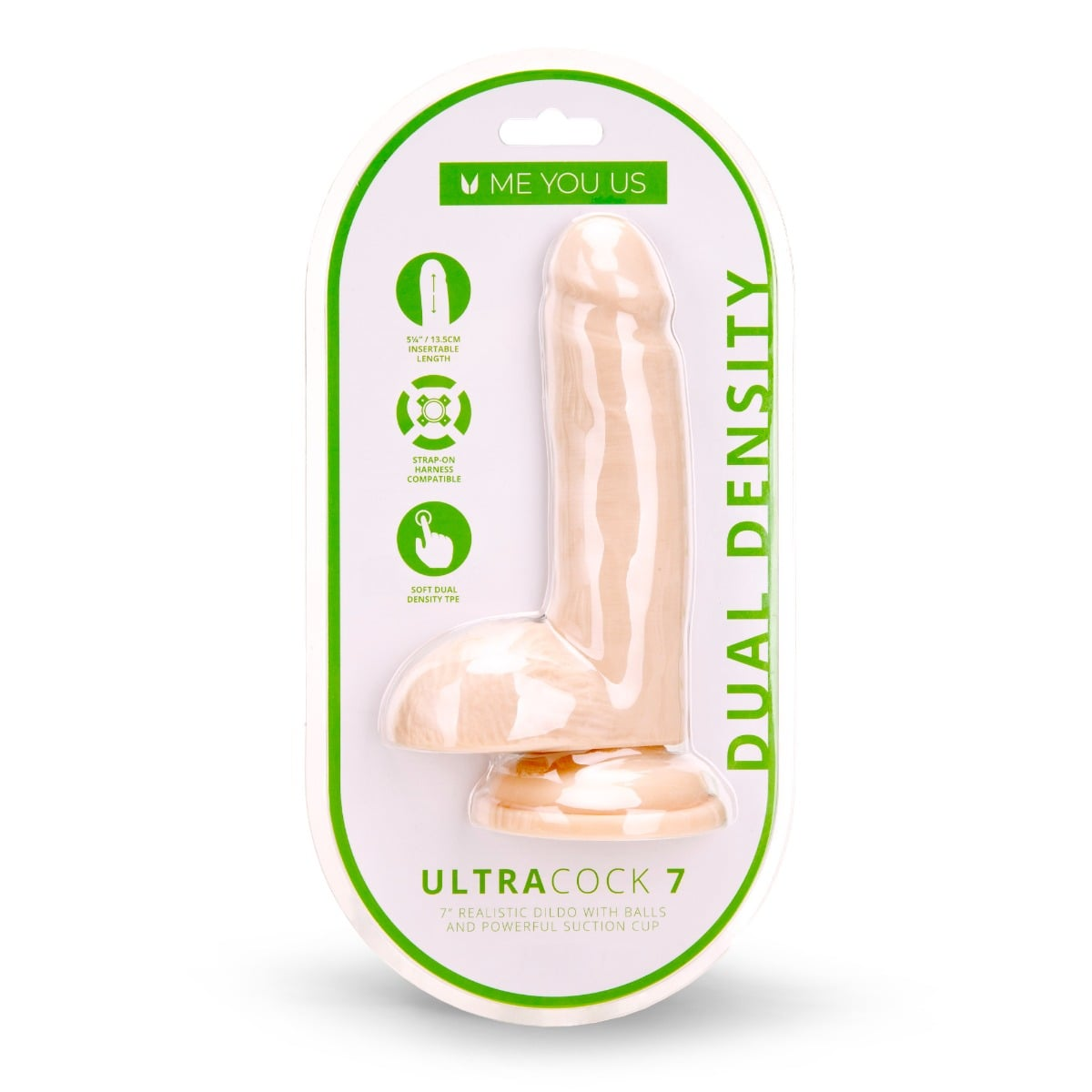Me You Us Ultra Cock Dual Density Dildo With Balls 7 Inch