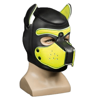 Mr S Leather NEOPRENE Puppy Hood | Black & Yellow