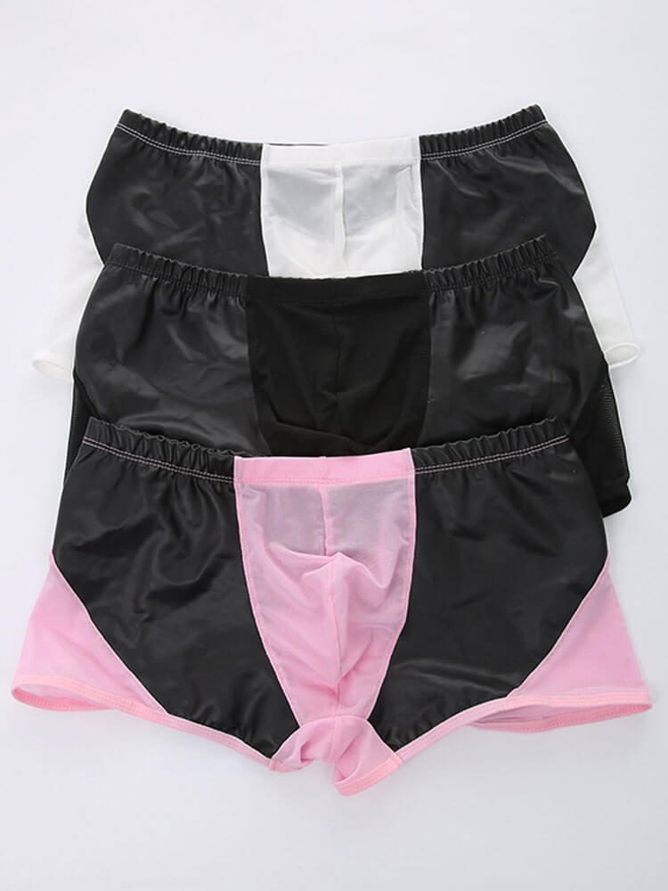Men's Colorblock Low-Rise Transparent Boxer Briefs