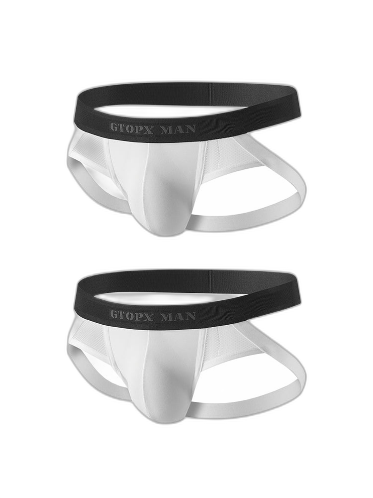 2 Pack Men's Low-Rise Ice Silk Breathable Mesh Jockstrap
