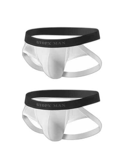2 Pack Men's Low-Rise Ice Silk Breathable Mesh Jockstrap