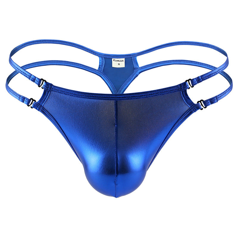 Faux Leather Ice Silk Sexy Men's Thong