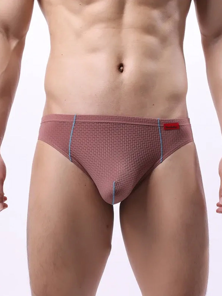 3 Pack Men's Nylon Plaid Lift Hip Briefs Triangle Briefs