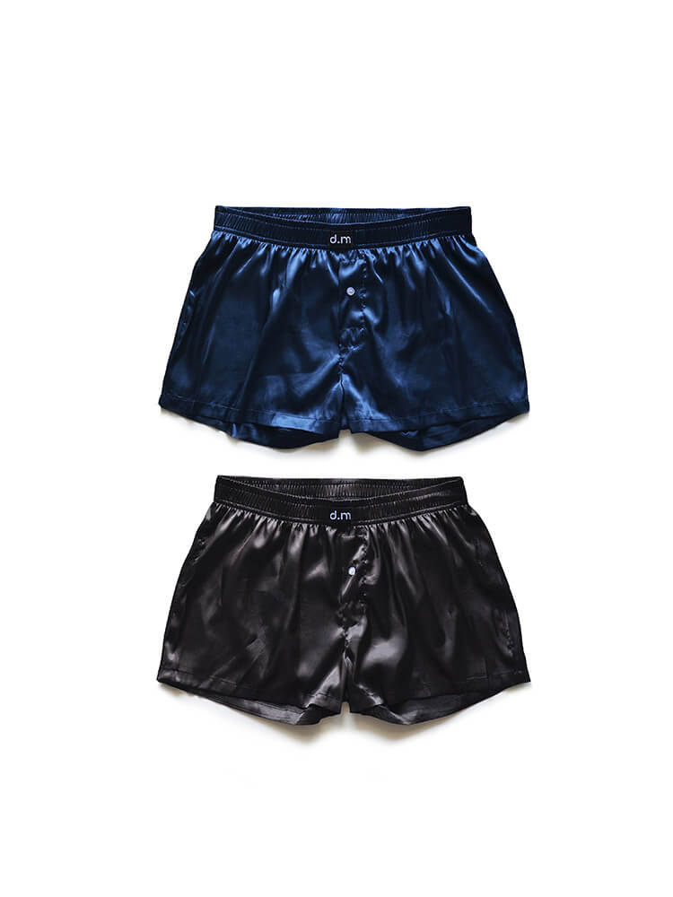 D.M Men's Loose Silky Simulated Silk Boxer Briefs