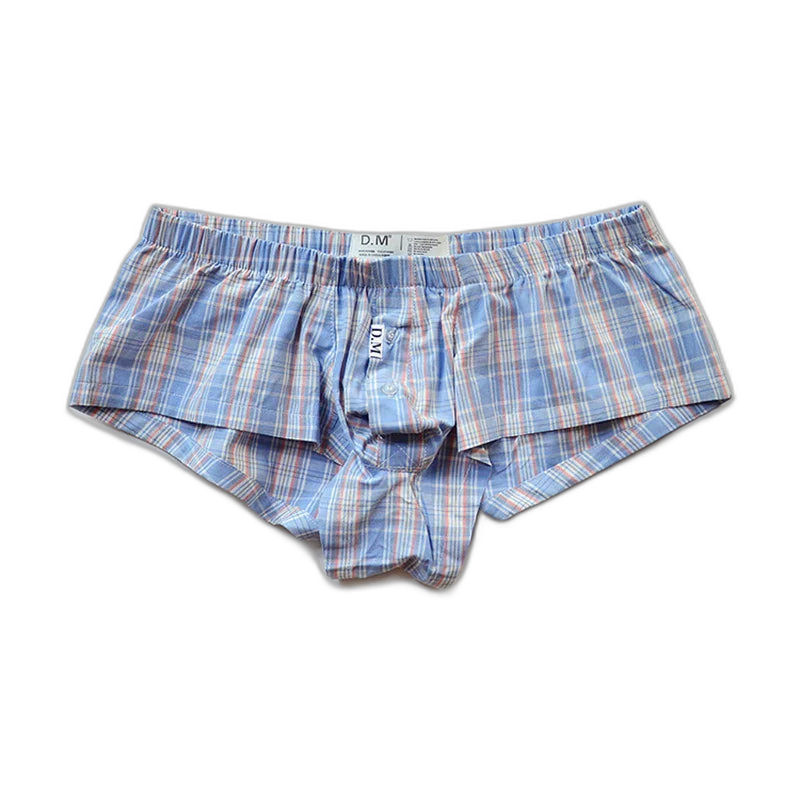 D.M. Low Rise Sexy Plaid Home Boxer Briefs