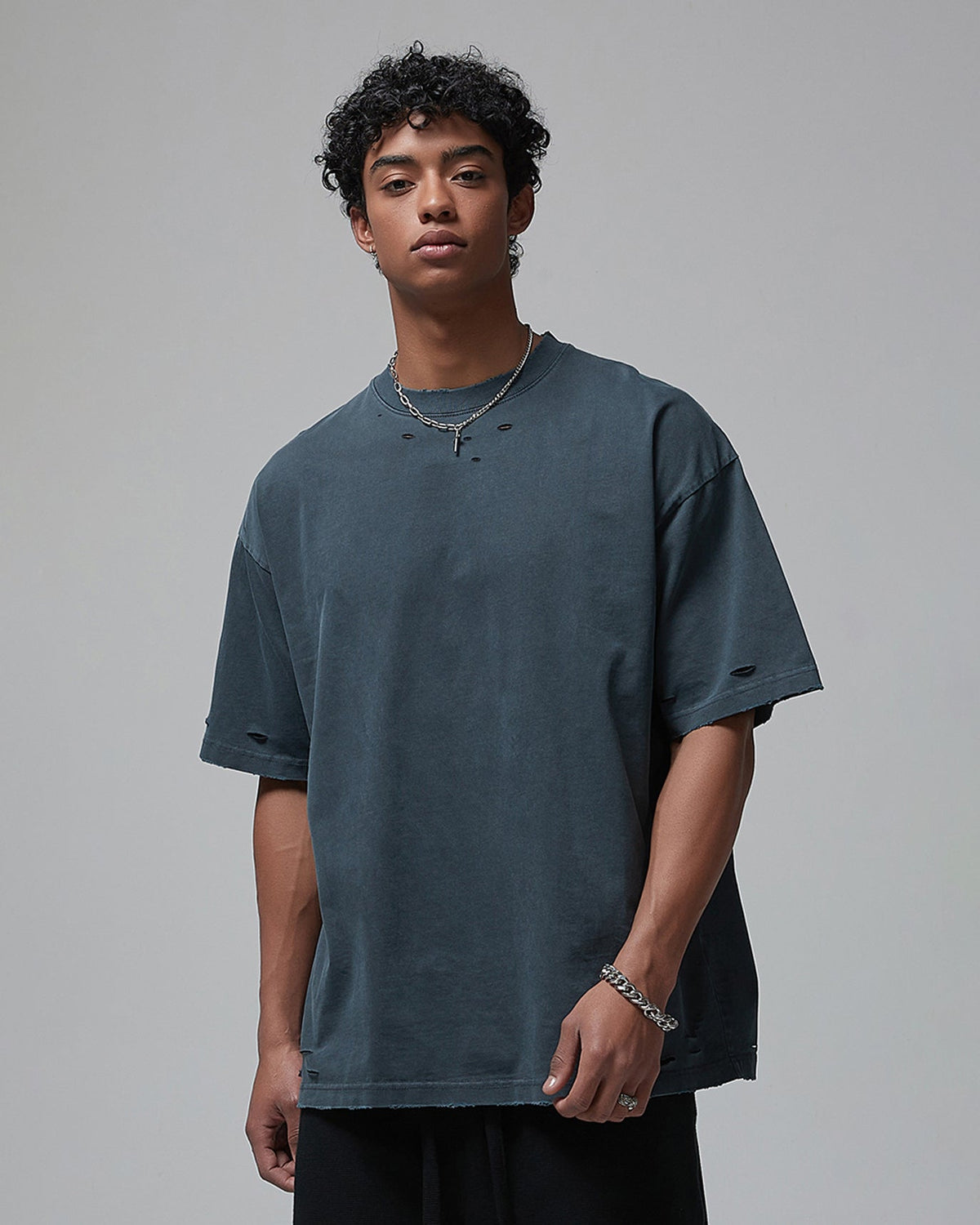 Street Fashion Distressed Short Boxy Tee