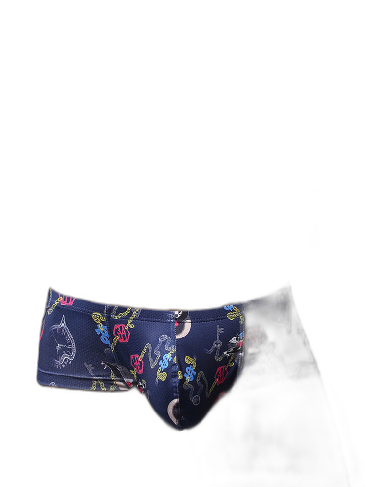 Men's Sexy Botanical Printed Mesh Underwear