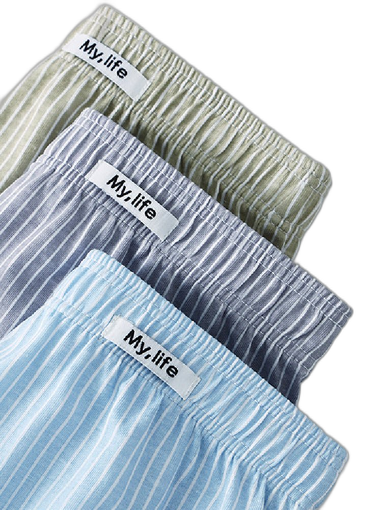4 Pack Men's Pure Cotton Loose-Fit Antibacterial Home Sleep Boxer Shorts
