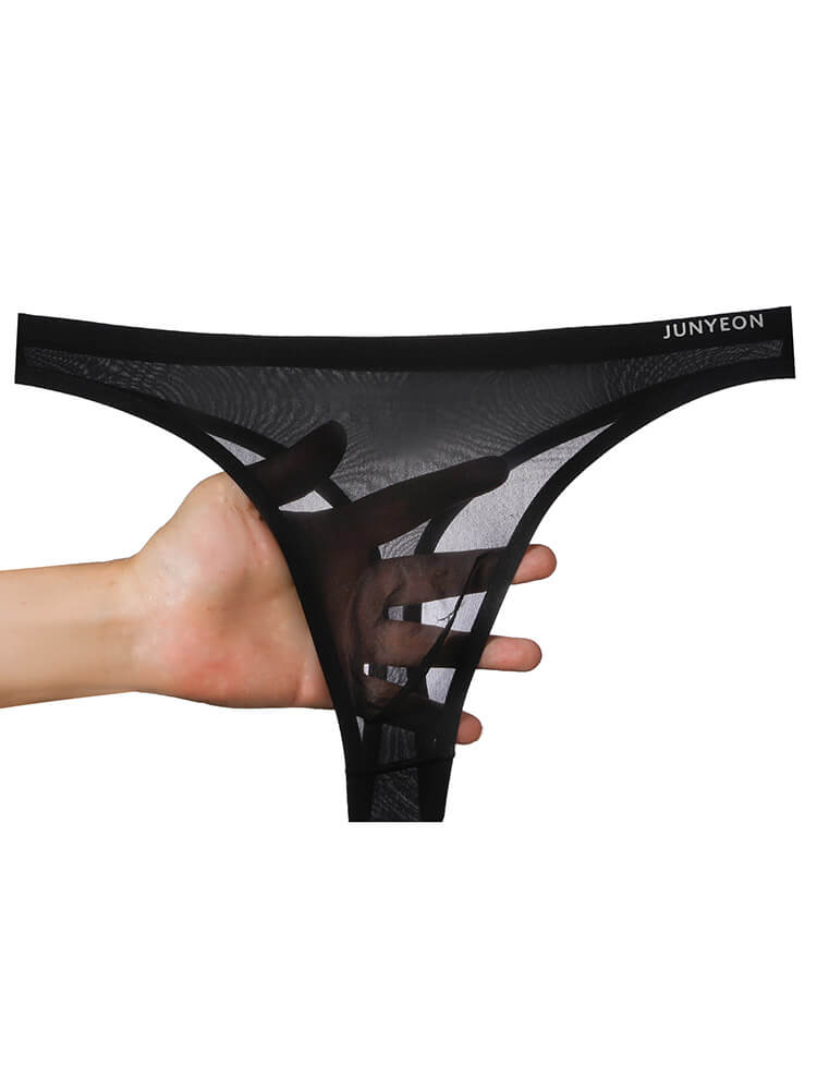 Men's Sexy Sheer Breathable Solid-Color Thong