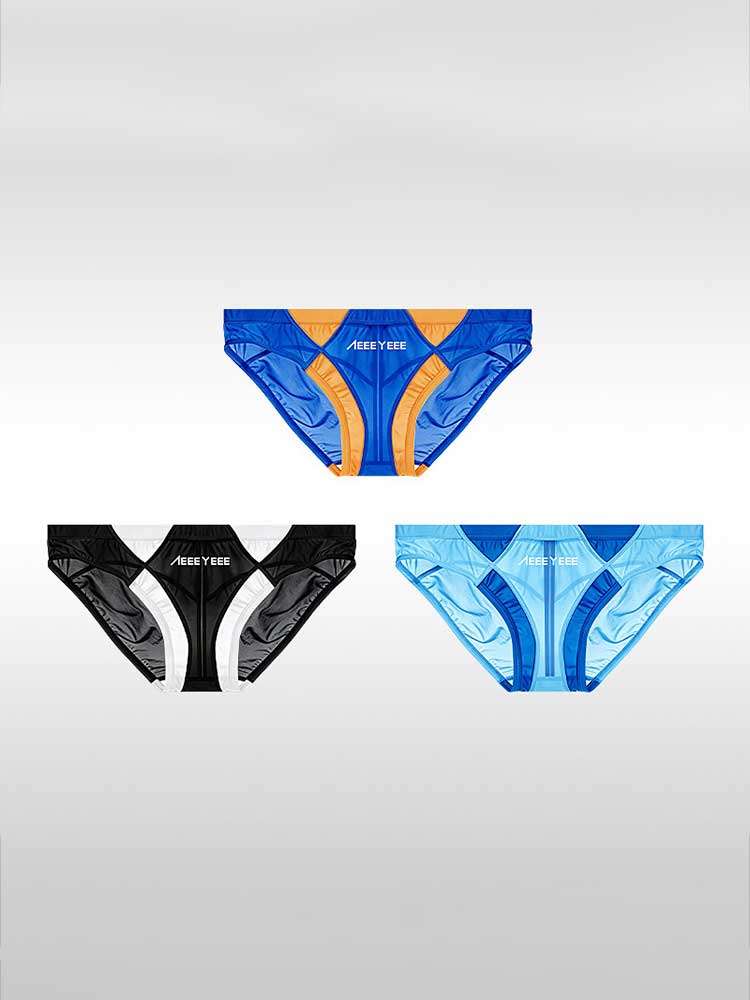 Men's Sexy Sheer Colorblock Stretch Thin Briefs