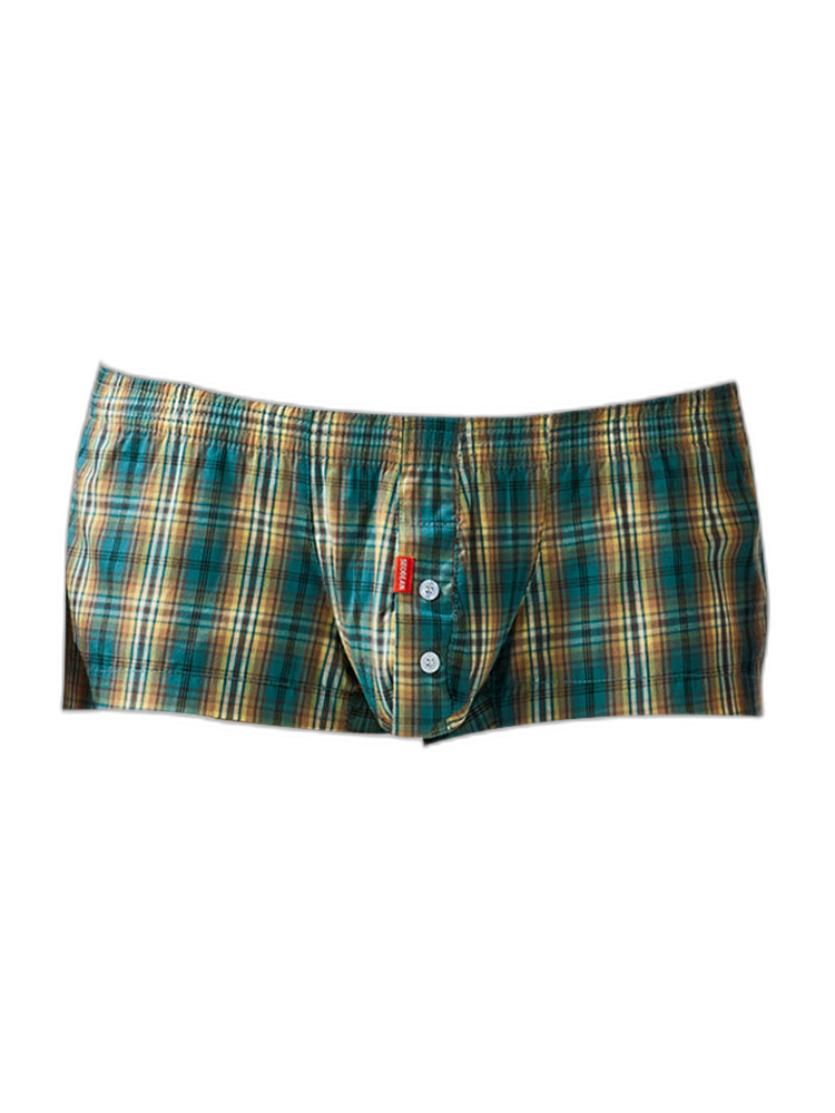 2 Pack Men's Anti-Odor Ultra-Soft Pure Cotton Plaid Design Boxer Shorts