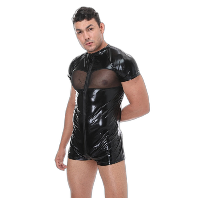 Faux Leather Fetish Bodysuit