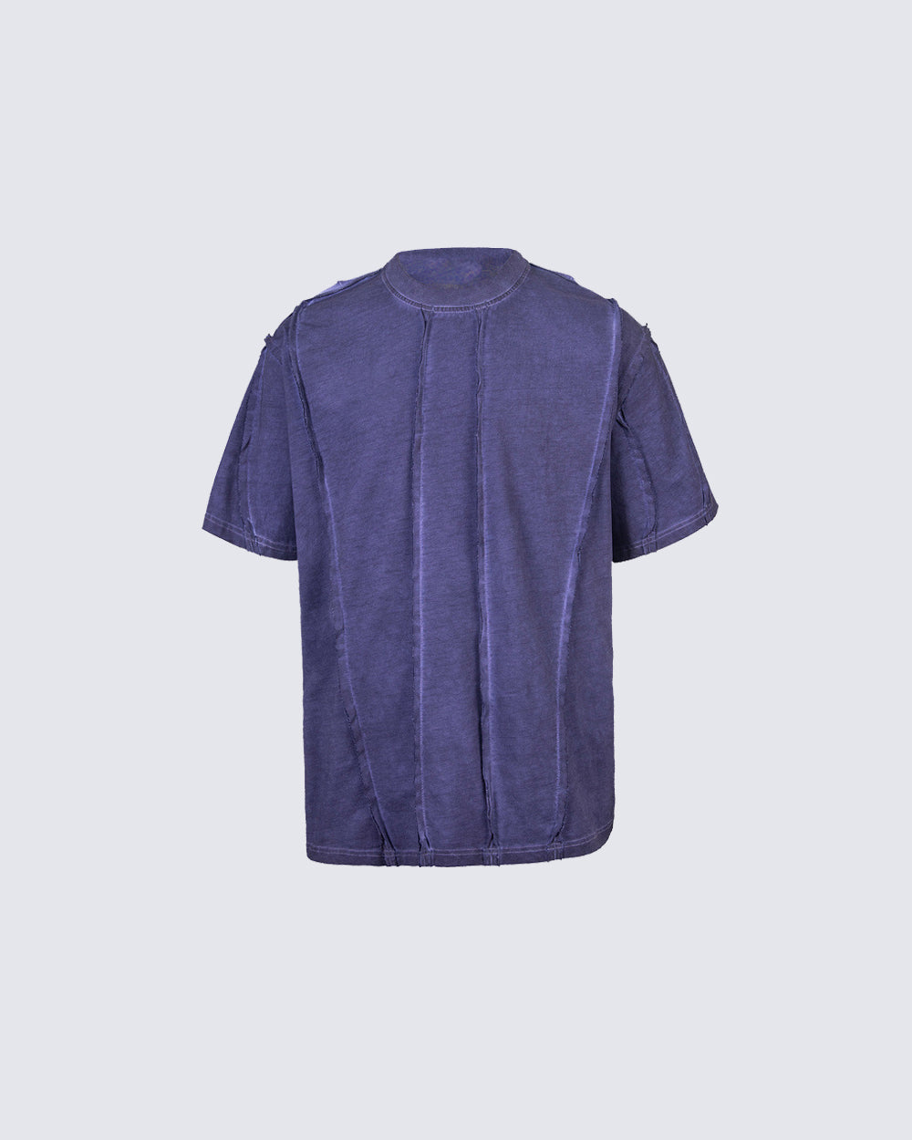 Vertical Raw Seam Washed Crew Neck T-shirt