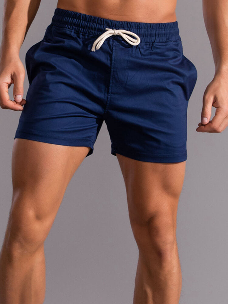 Men's Sports Casual Solid Color Cotton Beach Shorts