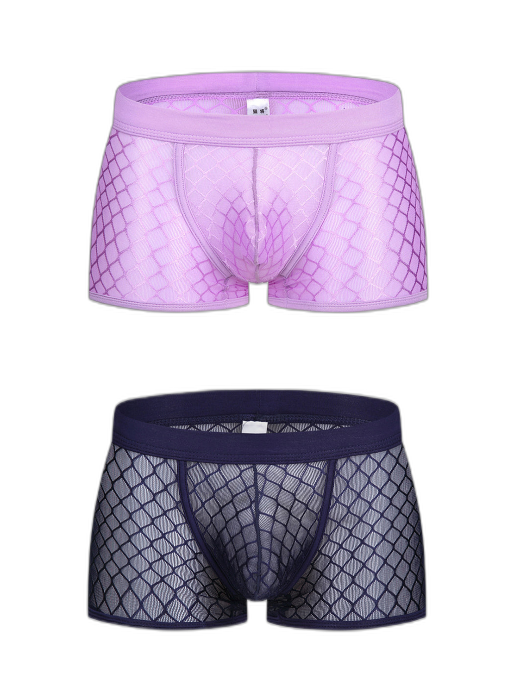 2 Pack Men's Sexy Transparent Mesh Trunks