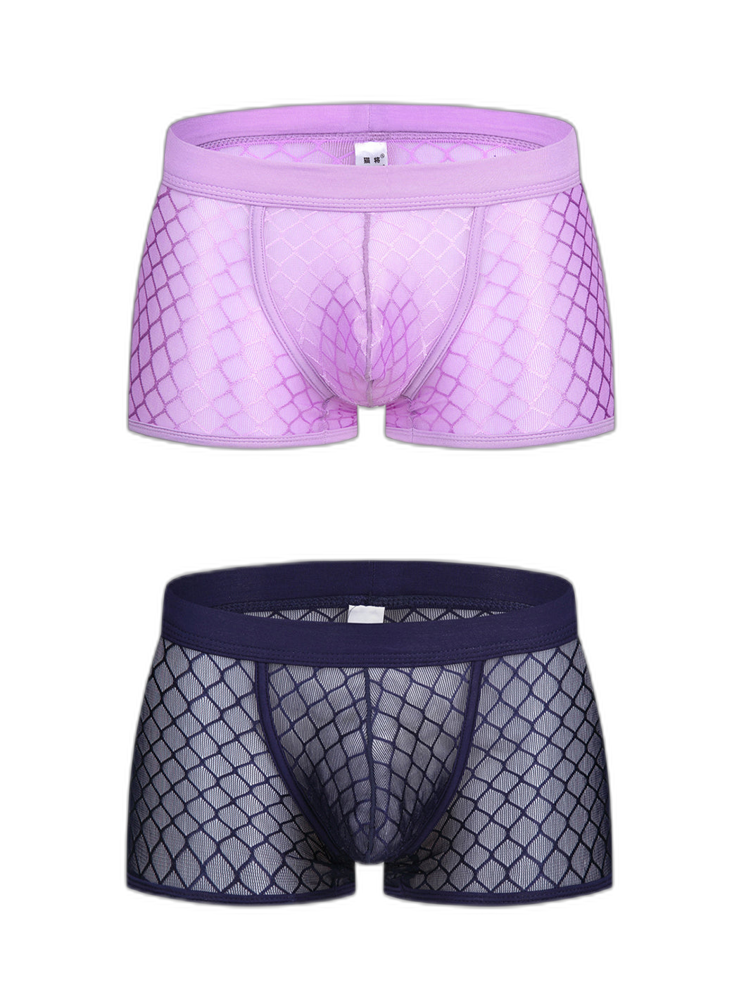 2 Pack Men's Sexy Transparent Mesh Trunks