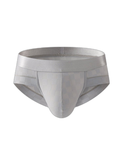 3 Pack Men's Cooling Silktech Briefs - U-Pouch Design & Checkered Antibacterial Lining