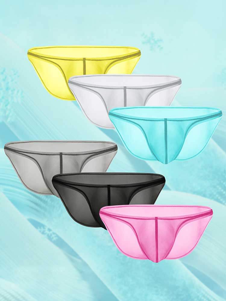 Men's Sexy Sheer Low-Rise Ice Silk Stretch Briefs