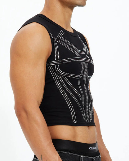 Armour Rhinestone Mid Crop Tank Top