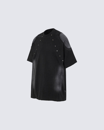 Vintage Spray-Print Distressed Studded New Tee