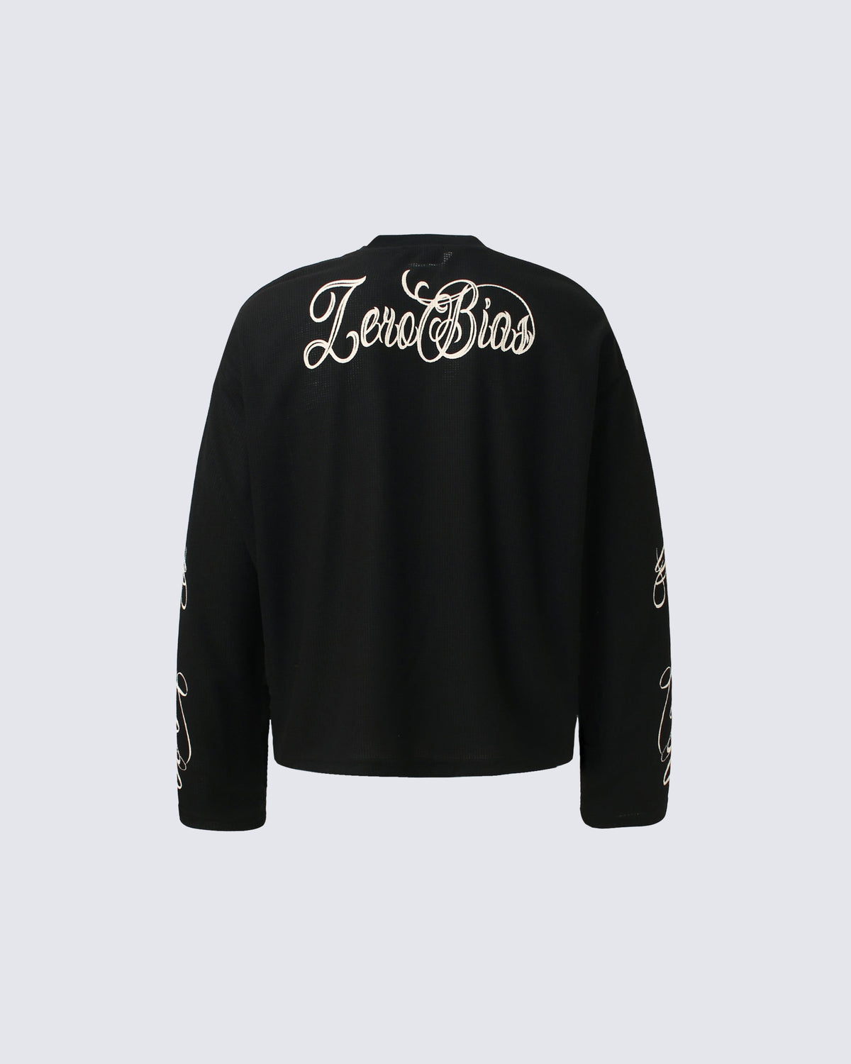 American Vintage Letter Print Waffle Long Sleeve T-Shirt