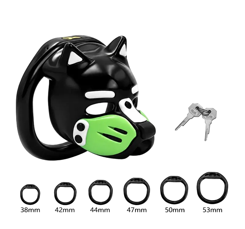 Pup Hood Chastity Cage Green