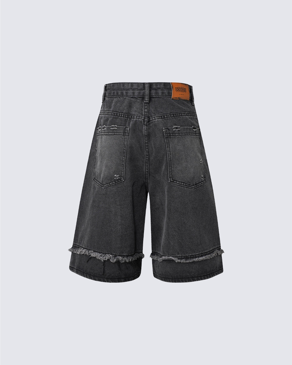 KIIKIO Vintage Raw-Edge Straight Denim Shorts