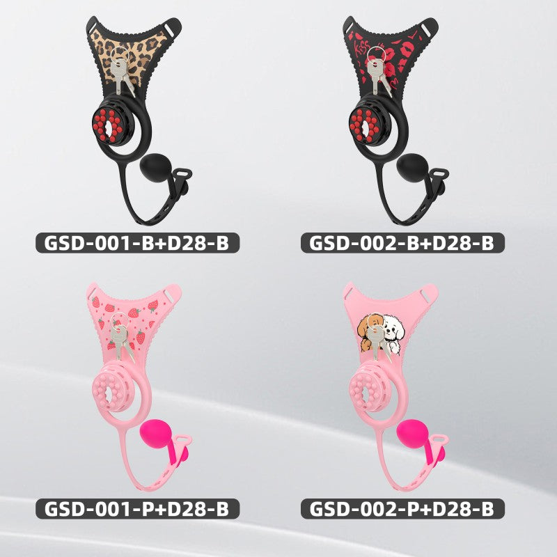Flat Head Silicone Chastity Harness with Vibrating Plug & Remote Control-GSD Series