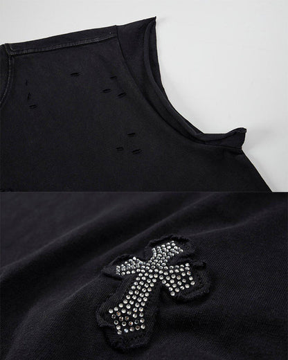 Dark Gothic Cross Sleeveless Streetwear Vest